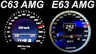 Mercedes C63 AMG vs E63 AMG Acceleration 0230  exhaust Sound Burnout C204 W212 V8 Biturbo [upl. by Nahgaem]