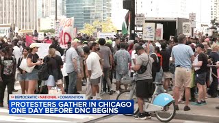 Protesters gather in the Loop on eve of Chicago DNC for first permitted demonstration [upl. by Salvay996]