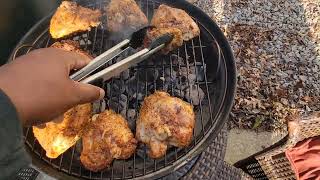 How to Grill Awesome Chicken Thighs on a Weber Kettle BBQ Chicken on a Weber Jumbo Joe [upl. by Esydnac20]