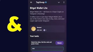 Bitget Wallet Lite  TapSwap Code  Bitget Wallet Lite  6M Users in 3 Days Crypto on Telegram is [upl. by Notsirk]