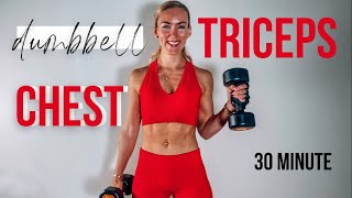 POWER CHEST and TRICEPS Workout at Home  Dumbbells Only  Tone Your Arms  30 Minute [upl. by Gerson]