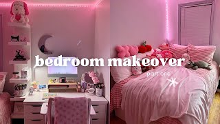 extreme room makeover 🎀🪞 pink cozy and cute ikea building furniture decorate  clean w me [upl. by Ati392]