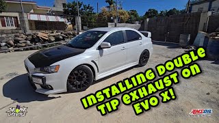 Installing Double Tip Exhaust on EVO X [upl. by Euqenimod355]