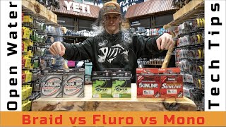 Braid vs Fluorocarbon vs Monofilament Fishing Line [upl. by Nefets375]