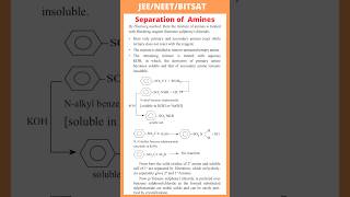 Separation of Amines  By Hinsberg method  JEE  NEET  BITSAT [upl. by Acquah53]