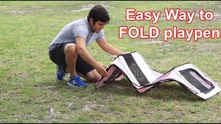 The Easy Way to Fold Pet Playpen  Portable Fabric Crate [upl. by Ellenrad]