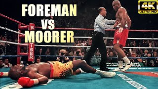 George Foreman vs Michael Moorer  BRUTAL KNOCKOUT Boxing Fight  4K Ultra HD [upl. by Vail437]