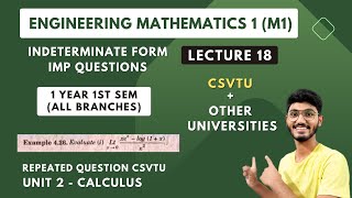 Indeterminate Form  Important Questions  Engineering Mathematics M1 BTECH 1st Year [upl. by Jenine]