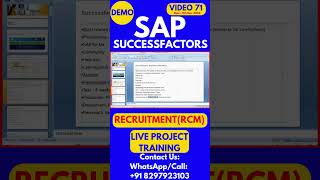 SAP SuccessFactors RCM Training Video 71 11th Nov 2024 sapsuccessfactorstraining [upl. by Marie-Ann743]