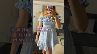 DIY shirred ruffle dress 👗 full sewing tutorial on my channel 💕 diy diydress sewingtutorial [upl. by Amena6]