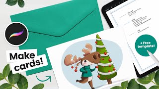 How To Make Greeting Cards In Procreate • Free Template [upl. by Jasun]