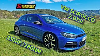 VW SCIROCCO 20 TSI210HP  AKRAPOVIC EXHAUST POPSampBANGS FLYBYS LAUNCH CONTROL DRAGY 0100 [upl. by Ettena278]