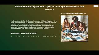 Familienfinanzen organisieren Tipps für ein budgetfreundliches Leben [upl. by Honorine]