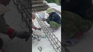 Make a column frame to pour concrete to build a house Builder Vietnambuilder concreting shots [upl. by Aleihs]