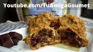 Cómo hacer Galletas de avena con chocolate sin huevo sin gluten y sin lácteos [upl. by Anatolio]