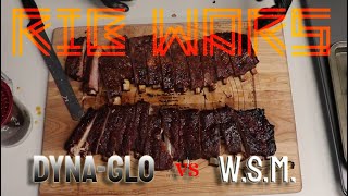 Rib Wars  Spare Me DynaGlo Offset Smoker vs Weber Smokey Mountain [upl. by Siuqaj]