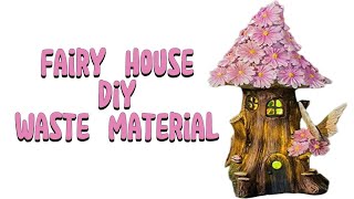 Fairy house diy plastic bottle  polymer clay art  bottle art  waste material craft ideas [upl. by Llehsram]