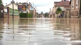 Heavy rainfall as remnants of storm Kirk sweep across France and Belgium [upl. by Yolanthe629]