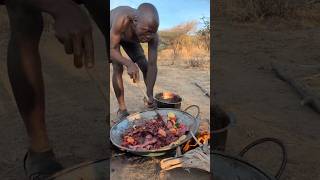 Meet with Hadza Best chief in tribe See how he cooks a delicious beef 🍖hadzabetribe food [upl. by Holmes]