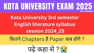 Kota University 3rd semester English literature syllabus for exam 2025 uok 2nd year 3rd sem syllabus [upl. by Brook]