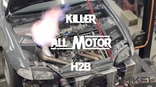 All Motor H2B Honda Civic Making Power on the Dyno [upl. by Acillegna916]