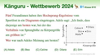 B1 🦘 Känguru 2024 🦘 Klasse 9 und 10  Größtes Verhältnis von Sprunghöhe zur Körpergröße gesucht [upl. by Pauiie]