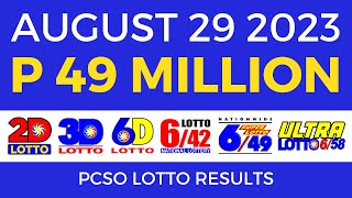 Lotto Result August 29 2023 9pm PCSO [upl. by Darnall]