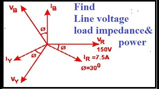 Line voltage load impedance and power dissipated in a balanced star connected load [upl. by Kleon]