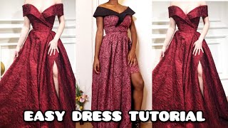 HOW TO MAKE AN OFF SHOULDER DRESS  TOP  BLOUSE  BUSTIER  PENCIL DRESS TUTORIAL Part 1 [upl. by Ermentrude]