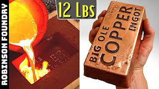 Melting copper at home  Huge copper ingot  quotBIGOLE COPPER INGOTquot │ASMR │ Metal Casting [upl. by Repip]