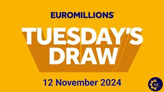 euromillions Draw Live Tonight  euromillions Draw Live Results for tuesday 12 November 2024 [upl. by Ndnarb]