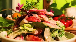 Cress Radish Tomato Radicchio Romaine Salad with Garlic Cashew Dressing  Take 3 [upl. by Engedus]