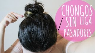 Sin liga o pasador 3 chongos Péinate fácil LAZY BUN GYM EMERGENCY [upl. by Amilb]