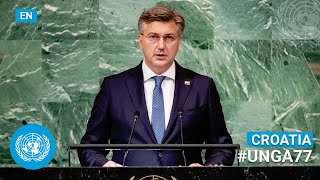 🇭🇷 Croatia  Prime Minister Addresses United Nations General Debate 77th Session English  UNGA [upl. by Jovi124]