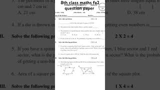 8th class maths FA2 question paper cbse maths apexam [upl. by Dyal]