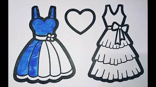 How to Draw Easy Girl with Beautiful Dress for kids toddlers  ABCD rhyme song for kids drawing [upl. by Lonnie]