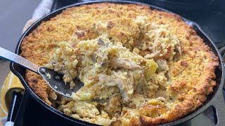 BEST SOUTHERN CORNBREAD CHICKEN AND DRESSING Recipe How to make Chicken and Dressing Soul Food [upl. by Koosis]