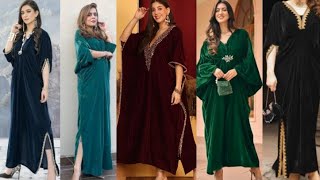 Party Wear Velvet Kaftan dress design Ideas for girls 2024  Velvet Kaftan dress design [upl. by Leikeze]