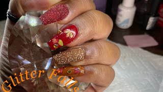 dollartree nail haul  using dollar tree products for fall glitter nails [upl. by Lledor769]