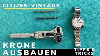 Citizen Vintage Watch 7006 7009 Krone der Uhr ausbauen  rausziehen lösen [upl. by Stig]