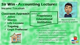 Lecture 06 Proprietary Educational Institution Taxation for Corporation Income Taxation [upl. by Ardnaiek540]