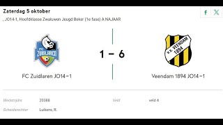 Voetbalwedstrijd 05102024 Zuidlaren JO141 tegen Veendam1894 JO1401 [upl. by Oker118]