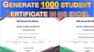 Generate 1000 Certificate in MS ExcelAutomatic Certificate using ms excelAutomatic certificate [upl. by Sibie449]