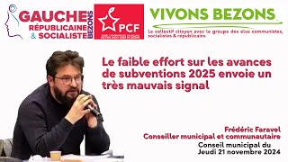 Des avances de subventions qui inquiètent pour les subventions totales à venir dans le budget 2025 [upl. by Naujtna]