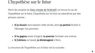 Hypothèse sur le futur  formation et exemples [upl. by Winebaum]