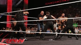 The Shield vs Evolution WWE Payback contract signing Raw May 26 2014 [upl. by Ailesor496]