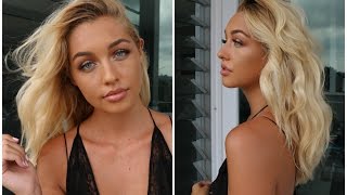 GRWM  Glamorous Bronze makeup amp Beachy Waves [upl. by Gensler]