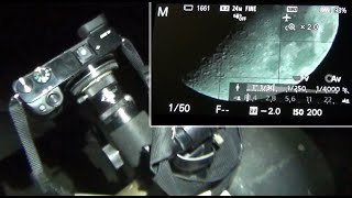 Moon Photography Sony A6000 with Tasco Newtonian Telescope [upl. by Fabria]