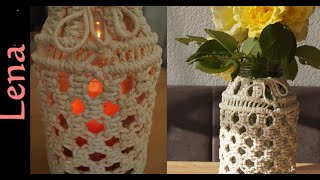 𝗠𝗮𝗰𝗿𝗮𝗺𝗲 with 𝗟𝗲𝗻𝗮 🕯️ Boho Vase Sommerglas 🕯️ Makramee Windlicht 🕯️ Macrame jar 🕯️ Candle Jar cover [upl. by Midge110]