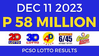 Lotto Result December 11 2023 9pm PCSO [upl. by Stoneham]